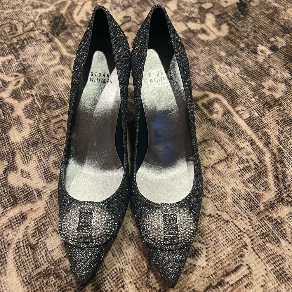 Stuart Weitzman Black Sparkle Heels